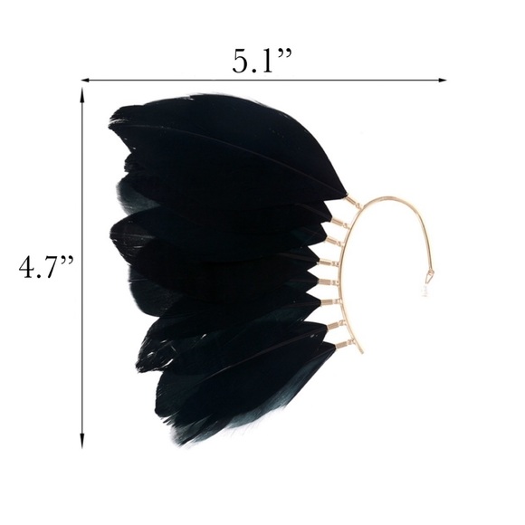 Black Bohemian Feather Ear Cuff Earring - Picture 10 of 10